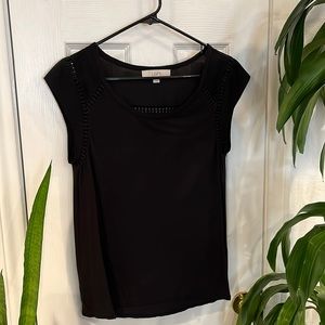 🖤 Loft black crochet trimmed blouse size small